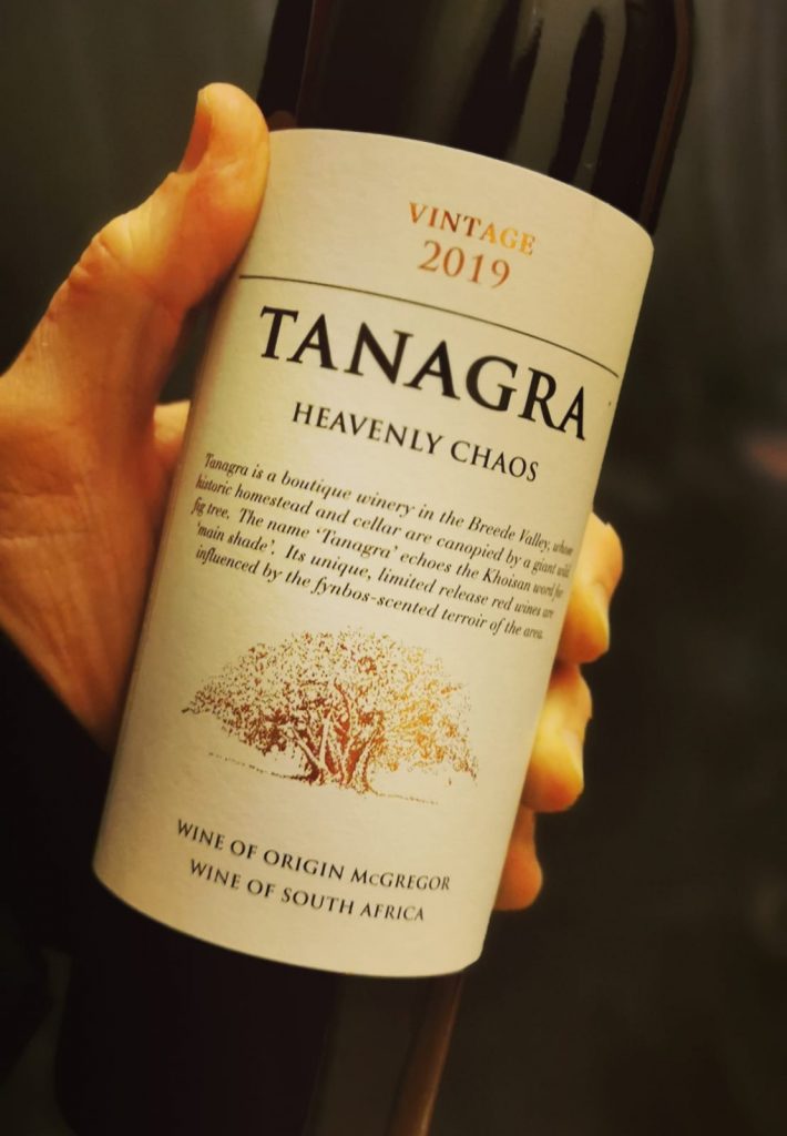 Heavenly Chaos from Tanagra Wines in hand